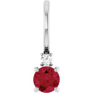 Platinum Lab-Grown Ruby & .02 CT Natural Diamond Charm/Pendant