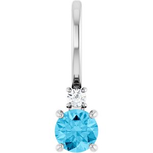 Sterling Silver Natural Aquamarine & .02 CT Natural Diamond Charm/Pendant