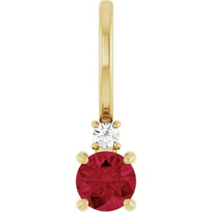 14K Yellow Gold Lab-Grown Ruby & .02 CT Natural Diamond Charm/Pendant