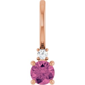 14K Rose Gold Natural Pink Tourmaline & .02 CT Natural Diamond Charm/Pendant