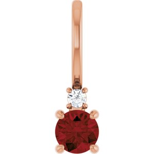 14K Rose Gold Natural Mozambique Garnet & .02 CT Natural Diamond Charm/Pendant