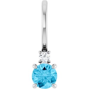 Platinum Natural Aquamarine & .02 CT Natural Diamond Charm/Pendant