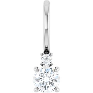Platinum 3.5 mm Round .02 CT Natural Diamond Semi-Set Charm/Pendant