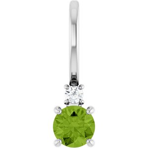 Sterling Silver Natural Peridot & .02 CT Natural Diamond Charm/Pendant
