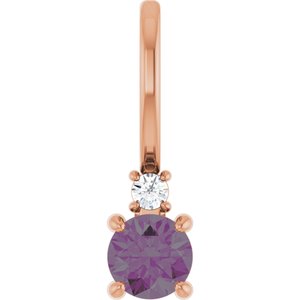 14K Rose Gold Natural Alexandrite & .02 CT Natural Diamond Charm/Pendant