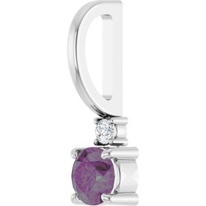Sterling Silver Lab-Grown Alexandrite & .02 CT Natural Diamond Charm/Pendant – image 2