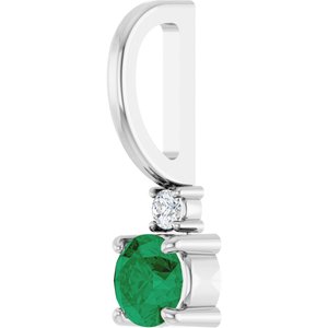 Sterling Silver Natural Emerald & .02 CT Natural Diamond Charm/Pendant – image 2