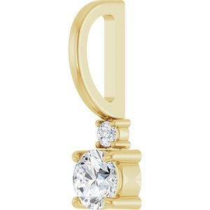 14K Yellow Gold Natural White Sapphire & .02 CT Natural Diamond Charm/Pendant – image 2