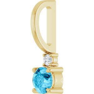 14K Yellow Gold Natural Aquamarine & .02 CT Natural Diamond Charm/Pendant – image 2
