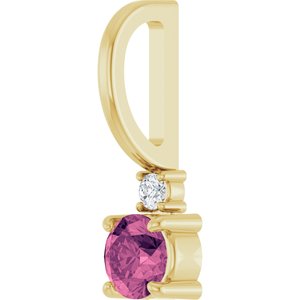 14K Yellow Gold Natural Pink Tourmaline & .02 CT Natural Diamond Charm/Pendant – image 2