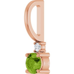 14K Rose Gold Natural Peridot & .02 CT Natural Diamond Charm/Pendant – image 2