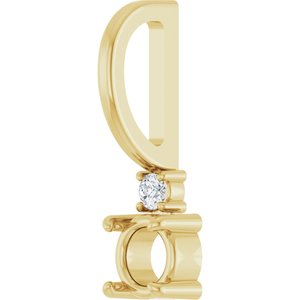 14K Yellow Gold 3.5 mm Round .02 CT Natural Diamond Semi-Set Charm/Pendant – image 4
