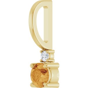 14K Yellow Gold Natural Citrine & .02 CT Natural Diamond Charm/Pendant