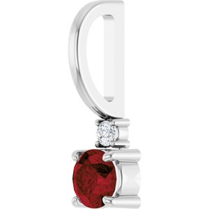 Platinum Natural Mozambique Garnet & .02 CT Natural Diamond Charm/Pendant – image 2