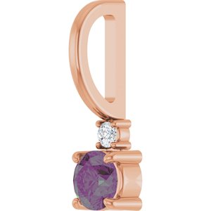 14K Rose Gold Lab-Grown Alexandrite & .02 CT Natural Diamond Charm/Pendant – image 2