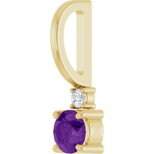 14K Yellow Gold Natural Amethyst & .02 CT Natural Diamond Charm/Pendant – image 2