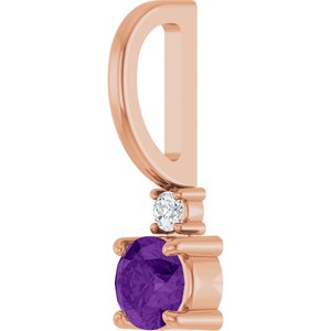 14K Rose Gold Natural Amethyst & .02 CT Natural Diamond Charm/Pendant
