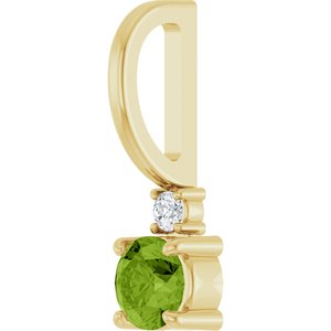 14K Yellow Gold Natural Peridot & .02 CT Natural Diamond Charm/Pendant