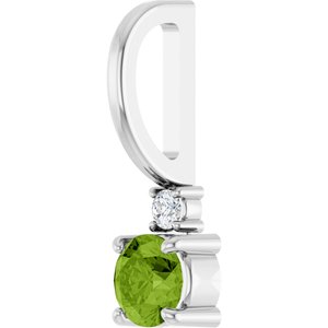 14K White Gold Natural Peridot & .02 CT Natural Diamond Charm/Pendant – image 2