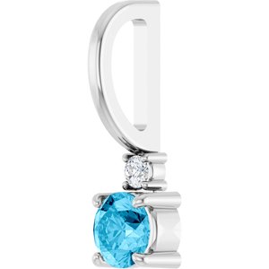Platinum Natural Aquamarine & .02 CT Natural Diamond Charm/Pendant – image 2