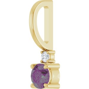 14K Yellow Gold Lab-Grown Alexandrite & .02 CT Natural Diamond Charm/Pendant – image 2