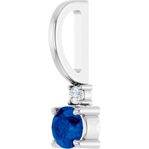 Platinum Natural Blue Sapphire & .02 CT Natural Diamond Charm/Pendant – image 2