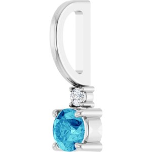 Platinum Natural Blue Zircon & .02 CT Natural Diamond Charm/Pendant – image 2
