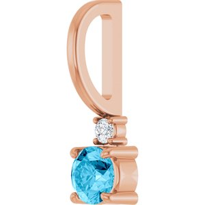 14K Rose Gold Natural Aquamarine & .02 CT Natural Diamond Charm/Pendant – image 2