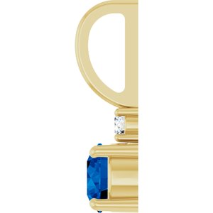 14K Yellow Gold Natural Blue Sapphire & .03 CT Natural Diamond Charm/Pendant – image 3
