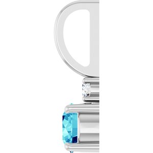 14K White Gold Natural Blue Zircon & .03 CT Natural Diamond Charm/Pendant – image 3