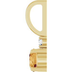 14K Yellow Gold Natural Citrine & .03 CT Natural Diamond Charm/Pendant – image 3