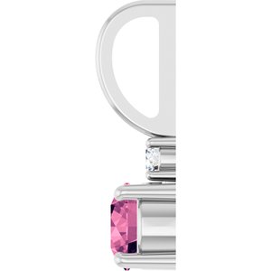 14K White Gold Natural Pink Tourmaline & .03 CT Natural Diamond Charm/Pendant – image 3