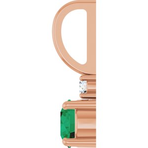 14K Rose Gold Lab-Grown Emerald & .03 CT Natural Diamond Charm/Pendant – image 3