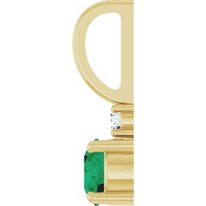 14K Yellow Gold Natural Emerald & .03 CT Natural Diamond Charm/Pendant – image 3