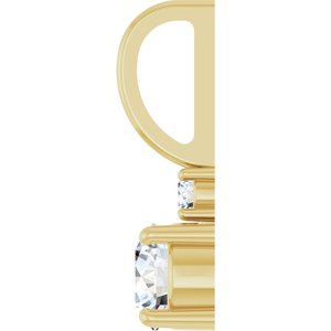 14K Yellow Gold 4.5 mm Round .03 CT Natural Diamond Semi-Set Charm/Pendant – image 5