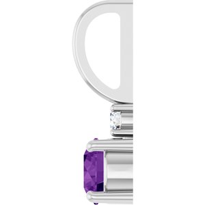 14K White Gold Natural Amethyst & .03 CT Natural Diamond Charm/Pendant – image 3