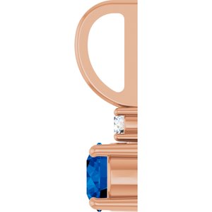 14K Rose Gold Natural Blue Sapphire & .03 CT Natural Diamond Charm/Pendant – image 3