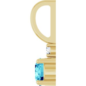 14K Yellow Gold Natural Blue Zircon & .03 CT Natural Diamond Charm/Pendant – image 3