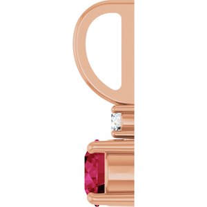 14K Rose Gold Natural Ruby & .03 CT Natural Diamond Charm/Pendant – image 3