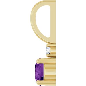 14K Yellow Gold Natural Amethyst & .03 CT Natural Diamond Charm/Pendant – image 3