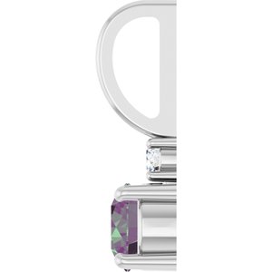 14K White Gold Lab-Grown Alexandrite & .03 CT Natural Diamond Charm/Pendant – image 3