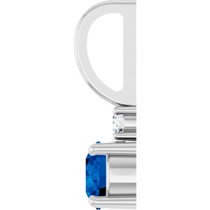 Platinum Natural Blue Sapphire & .03 CT Natural Diamond Charm/Pendant – image 3