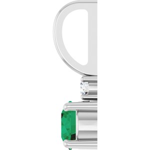 Platinum Natural Emerald & .03 CT Natural Diamond Charm/Pendant – image 3