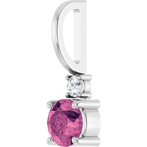 Platinum Natural Pink Tourmaline & .03 CT Natural Diamond Charm/Pendant – image 2