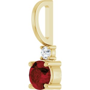 14K Yellow Gold Natural Mozambique Garnet & .03 CT Natural Diamond Charm/Pendant – image 2