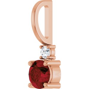 14K Rose Gold Natural Mozambique Garnet & .03 CT Natural Diamond Charm/Pendant – image 2