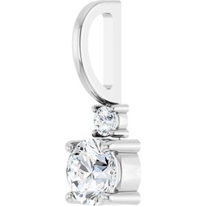 14K White Gold Natural White Sapphire & .03 CT Natural Diamond Charm/Pendant – image 2