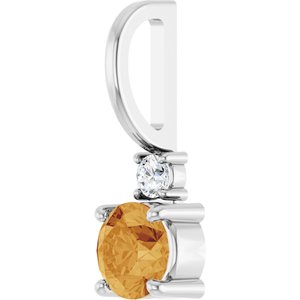 Sterling Silver Natural Citrine & .03 CT Natural Diamond Charm/Pendant – image 2
