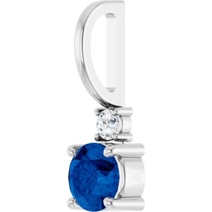 Platinum Lab-Grown Blue Sapphire & .03 CT Natural Diamond Charm/Pendant – image 2