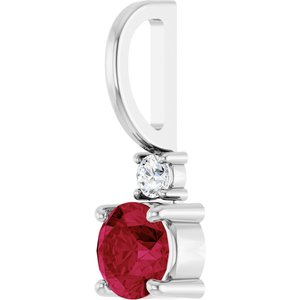 14K White Gold Lab-Grown Ruby & .03 CT Natural Diamond Charm/Pendant – image 2